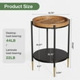 thumbnail image 5 of Demi Bonn 2-Tier Round End Table - Solid Wood Tabletop + Metal Frame, Industrial Vintage Style, Dual-Level Storage & Display, for Living Room/Bedroom, Rustic Brown & Black, 5 of 5