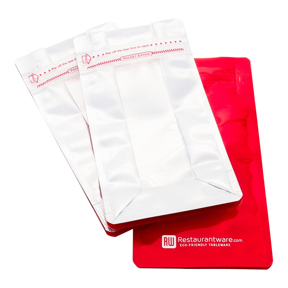 Bag Tek Rectangle Red Plastic Small Snack Bag Double Seal , Rip Lock, Heat Sealable 8" x 4