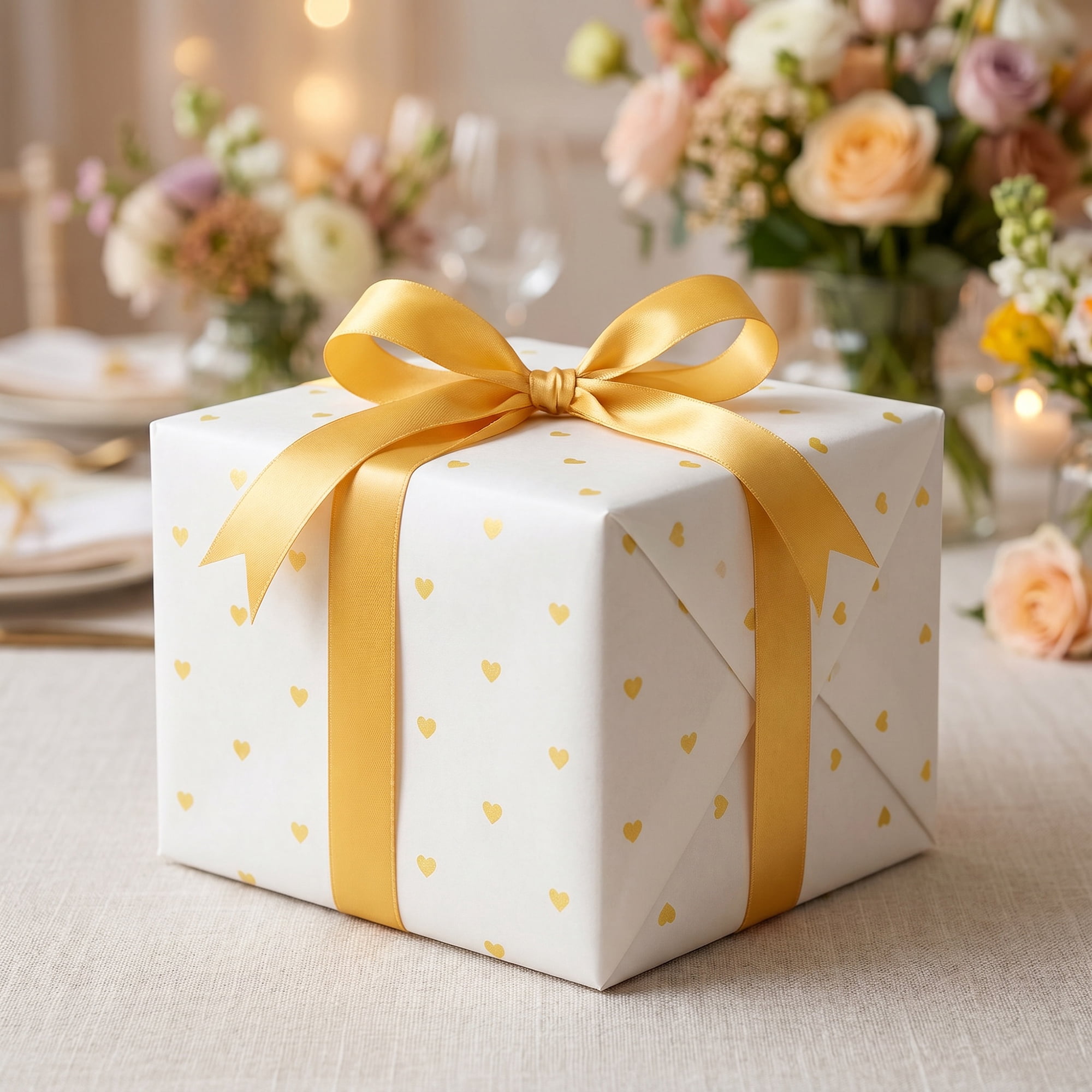 Unique Bargains 20Pcs Heart Pattern Gift Wrapping Paper White Gold 27.6" x 19.7"