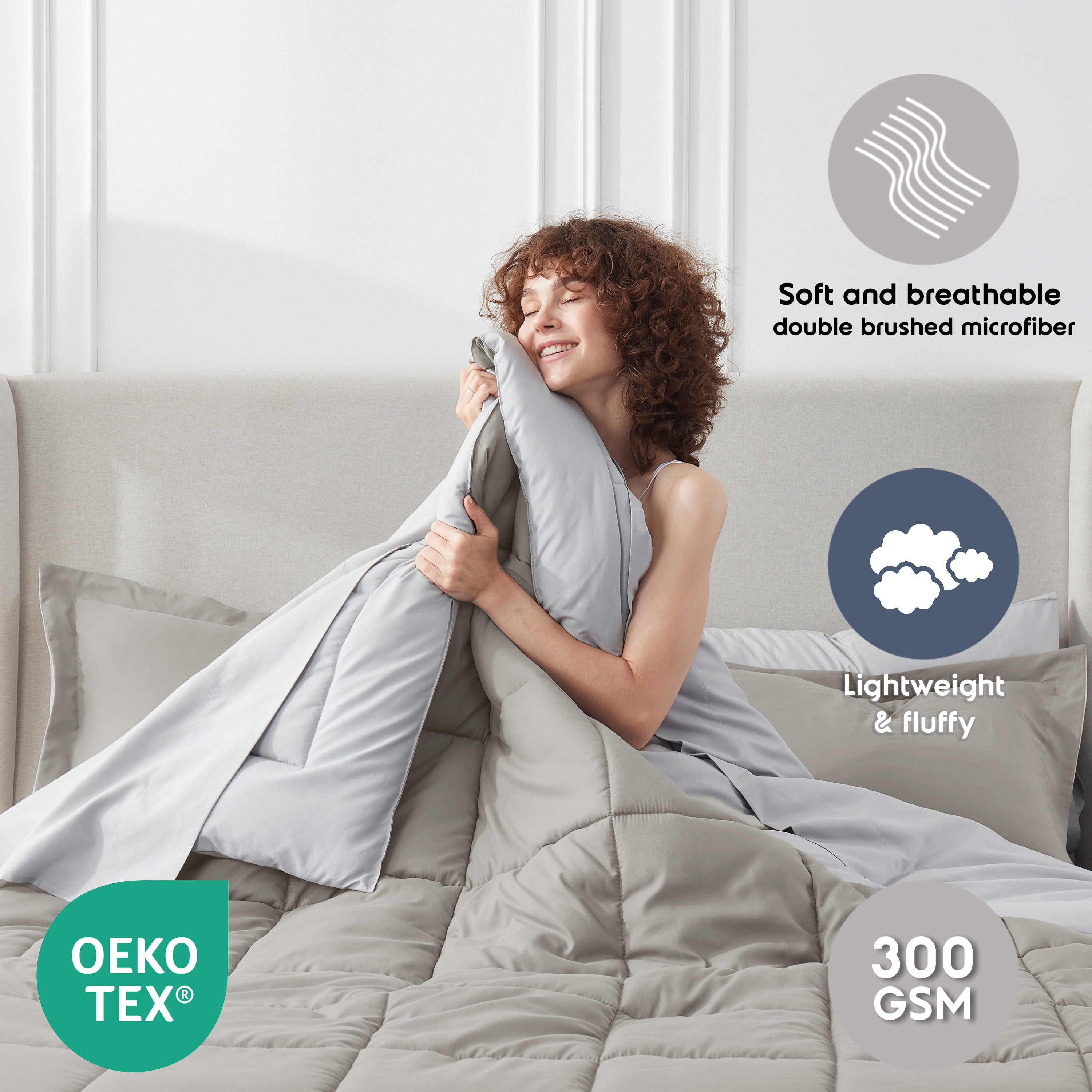 LammaLoe Full-Size Comforter Set, With Sheets, Reversible Bed In A Bag 7 Piece, Bedding Set, Linen