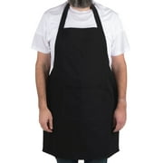 Mainstays Chef Kitchen Apron, 28" x 32" Cotton Bib Apron with Pockets for Cooking, Grilling, BBQ in Black