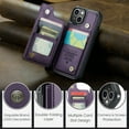 thumbnail image 6 of Mantto Case for iPhone 15 with Card Holder, Retro PU Leather RFID Blocking Credit Card Slots Double Magnetic Clasp Flip Kickstand Shockproof Phone Cover for iPhone 15,Purple, 6 of 9