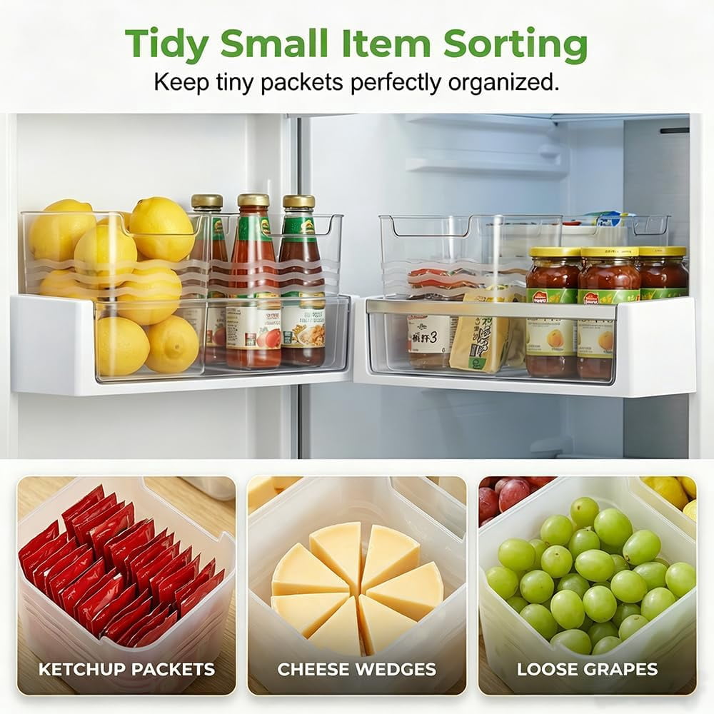 Clear Freezer Storage Bins, 2026 Upgraded Stackable Plastic Organizers for Refrigerator, Pantry & Kitchen Cabinet, Fridge Food Storage for Meat, Veggies & Snacks (6pcs)
