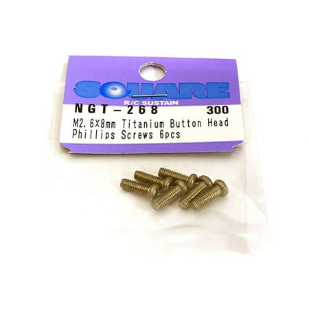 6sq Square - Integy RC Toy Model Hop-ups SQ-NGT-268 Square R/C M2.6 x 8mm Titanium Button Head Phillips Screws (6 pcs.)