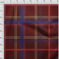 thumbnail image 3 of oneOone Cotton Silk Wine Red Fabric Madras Check Quilting Supplies Print Sewing Fabric By The Yard 42 Inch Wide, 3 of 4