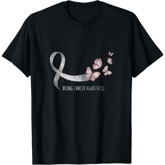 Pretty White Ribbon Support Lung Cancer Awareness T-Shirt