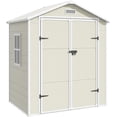 thumbnail image 6 of Techmilly Outdoor Storage Shed 6x4.5 FT, Resin Outside Sheds & Outdoor Storage Plastic for Trash Can, Bike, Lawnmower, Generator, Tool Shed with Lockable Door for Backyard, Lawn, Patio, Sandstone, 6 of 7