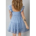 thumbnail image 3 of Women's Sky Blue Floral Print Mini Dress – Casual Flutter Sleeve Shift for Summer Days, XL, 3 of 8