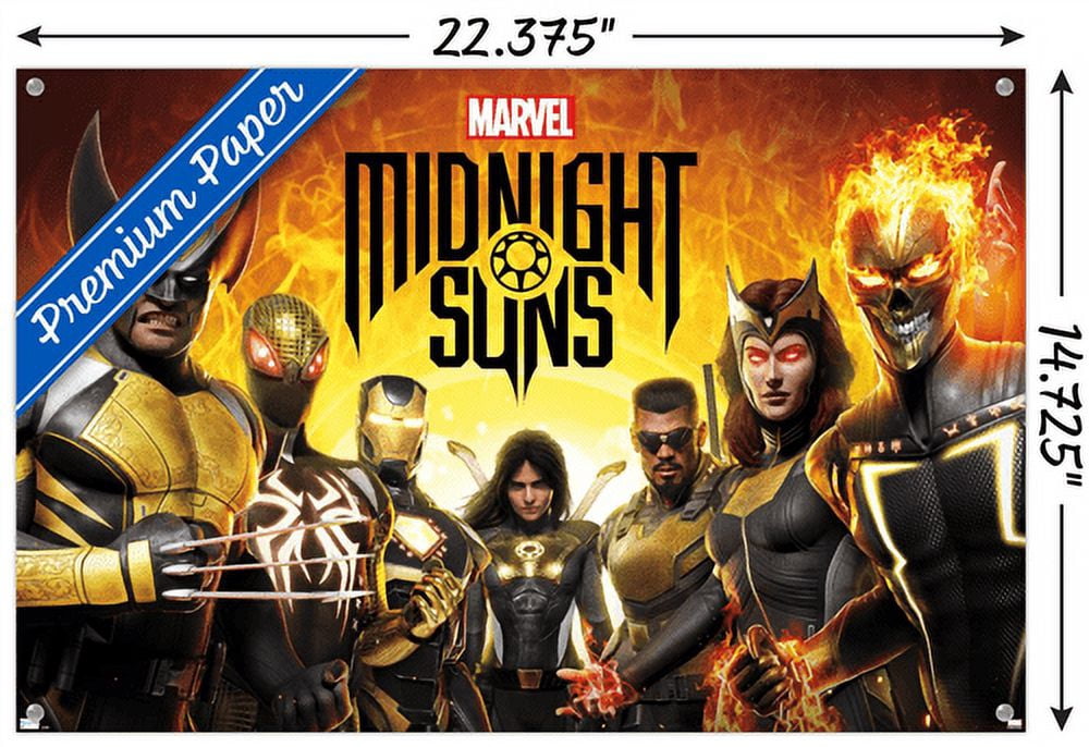 Marvel Midnight Suns - Key Art Wall Poster with Push Pins, 14.725" x 22.375"