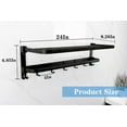 thumbnail image 7 of Towel Racks for Bathroom, Foldable Towel Shelf with Towel Bar & 7 Towel Hooks, Rustproof Double Bath Towel Holder Wall Mounted Towel Storage Hanger for Bathroom/Balcony/Lavatory(24In Black), 7 of 7