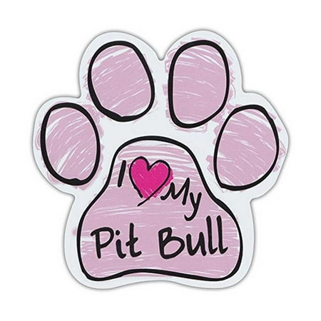 - Pink I Love My Pit Bull Scribble Paw Magnet Dog Cat 5.5