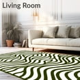 thumbnail image 2 of ODIKA 2'x3' Machine Washable Non-Slip Area Rug, Retro Op Art Illusion with Intertwined Wave Bands High Traffic Rug, Green, 598802, 2 of 7
