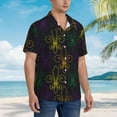 thumbnail image 5 of Haiem Mardi Gras Carnival Printed Hawaiian Shirt for Men - Men’s Casual Beach Summer Shirts - Stretch Fabric with Modern Fit-Large, 5 of 9
