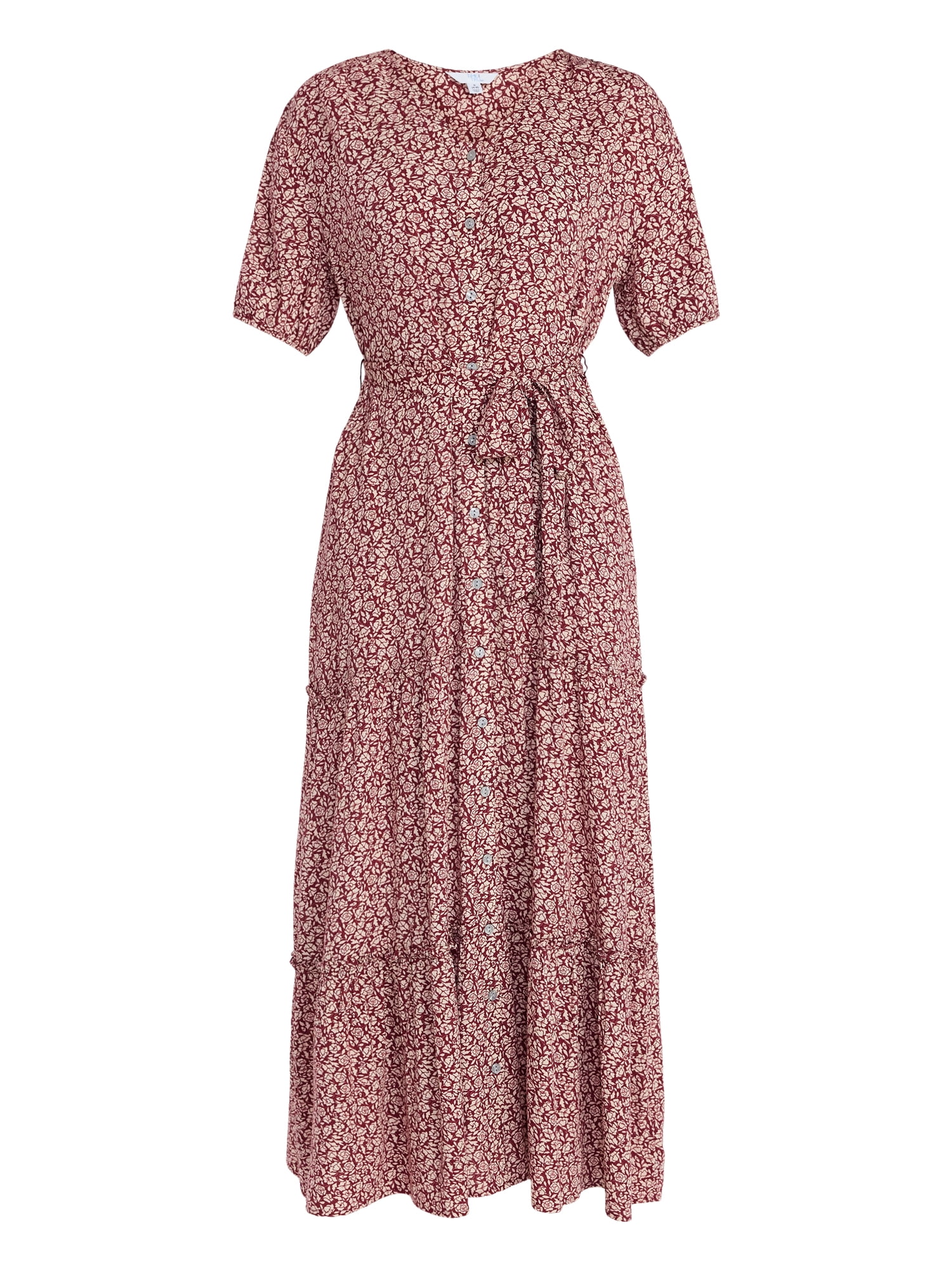 a line blue midi dress Rihoas Modest Fit and Flare Midi milkmaid Dress