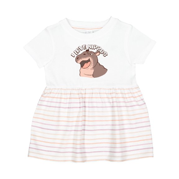 Inktastic I Love Hippos Girls Baby Dress
