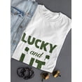 thumbnail image 3 of St Patrick's Day Lucky And Lit Women White T-Shirt, Female Small, 3 of 4