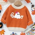 thumbnail image 2 of Coerni Toddler Boys Girls Halloween Sweater Orange Spook Knit Baby Sweater Long Sleeve Crewneck Pullover Sweatshirt, 2 of 7