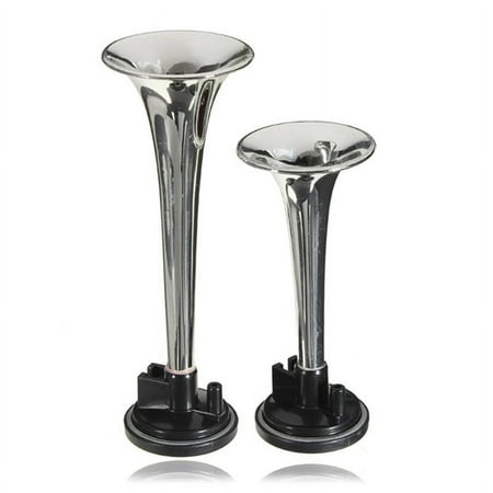 

2PCS Black Air Horn Dual Trumpet Air Pump Air Horn Pipe Car Truck Train Boat