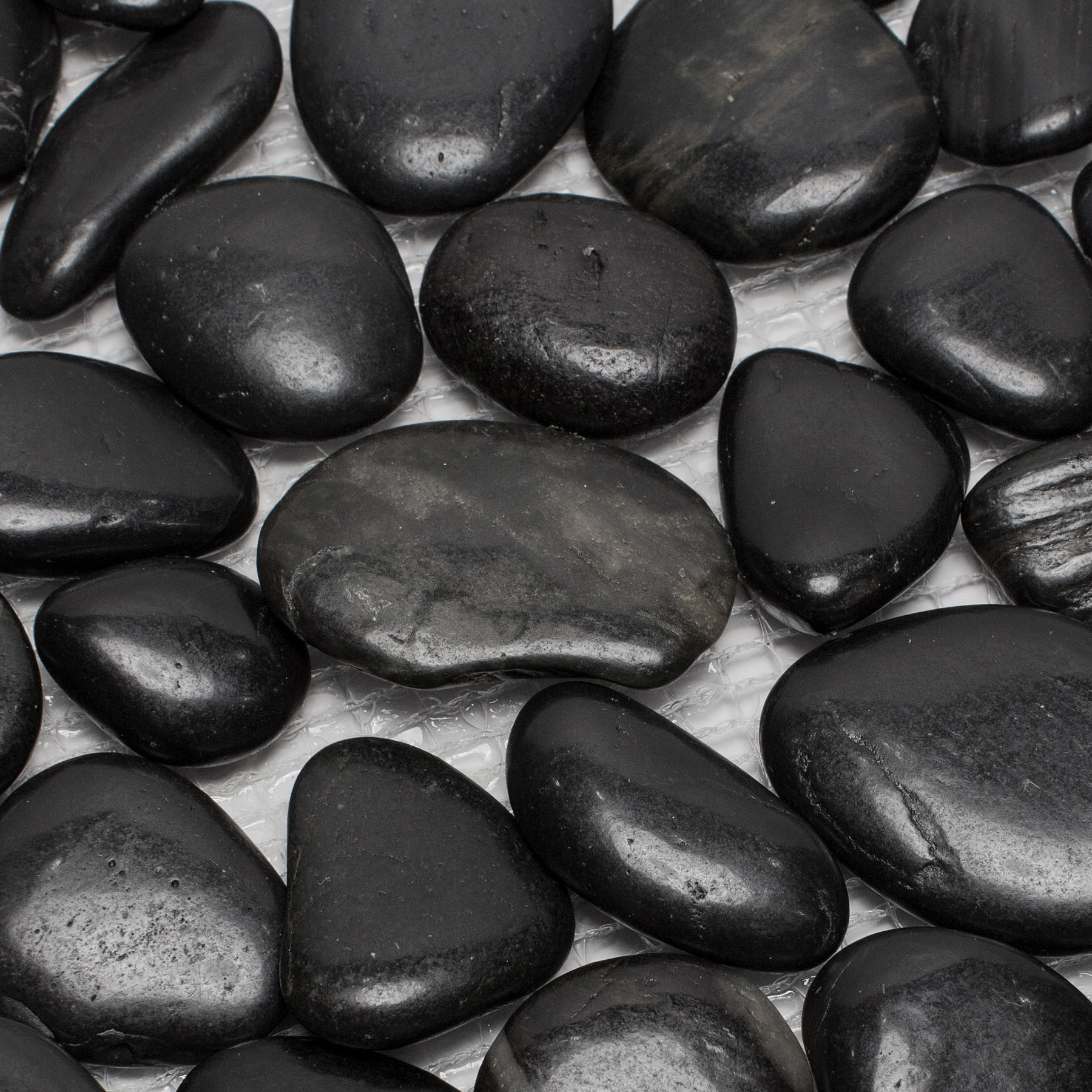 Rainforest Black Mid-Polish Pebble Stone Floor and Wall Tile 12" x12" (5.0 Sq. ft. / Case)