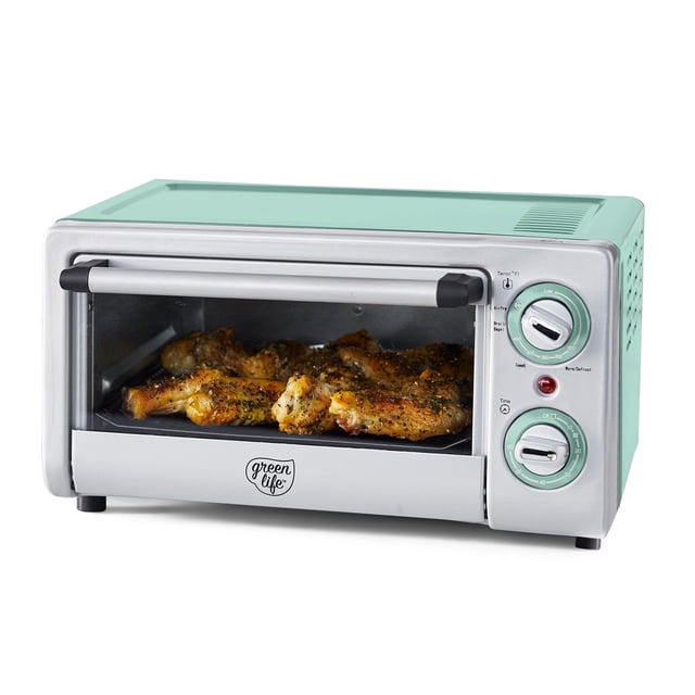 GreenLife - Freidora de aire para horno tostador de encimera de acero inoxidable, antiadherente de cerámica saludable, última intervens