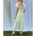thumbnail image 7 of Women Summer Casual Square Neck Flutter Sleeve Boho Smocked A-Line Flowy Tiered Modest Midi Sun Dress with Pockets Light Green XL, 7 of 7
