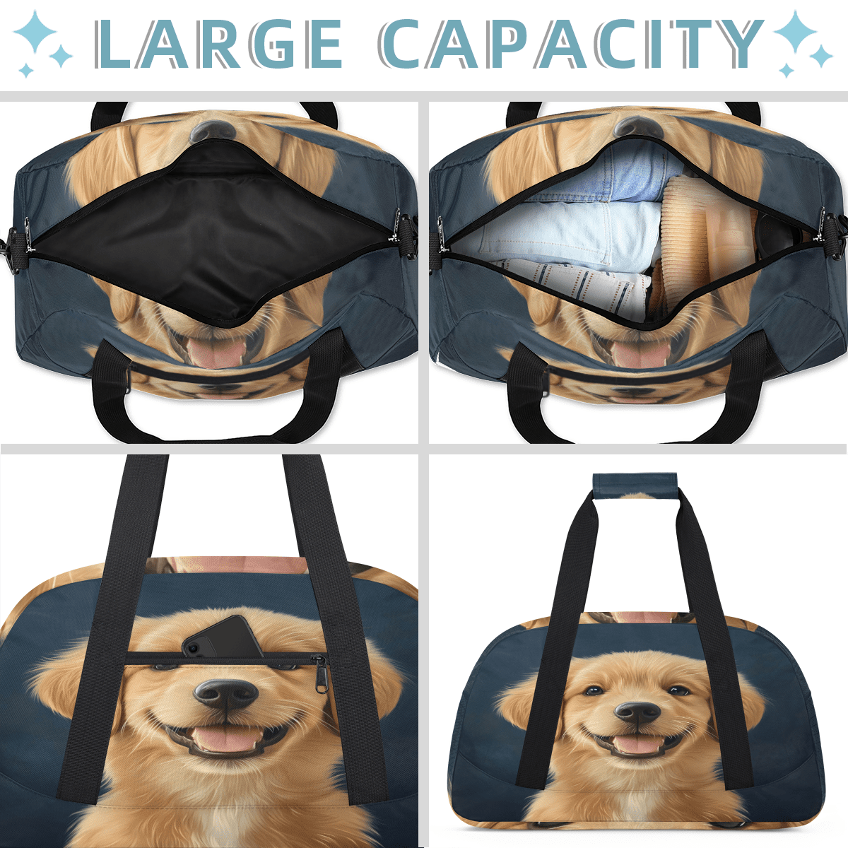 Herdesigns Labrador Dog Sports Duffle Bags Travel Duffle Bag Gym Bag Dogs Pet Weekender Travel Bag Waterproof Overnight Bag Carry On Travel Tote Bag Dance Bags