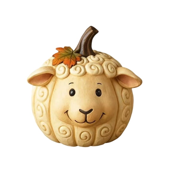 Farmhouse Halloween Decor Cute Sheep Pumpkin Resin Figurine Whimsical Seasonal Home Decor for Indoor Fall and Halloween Gifting