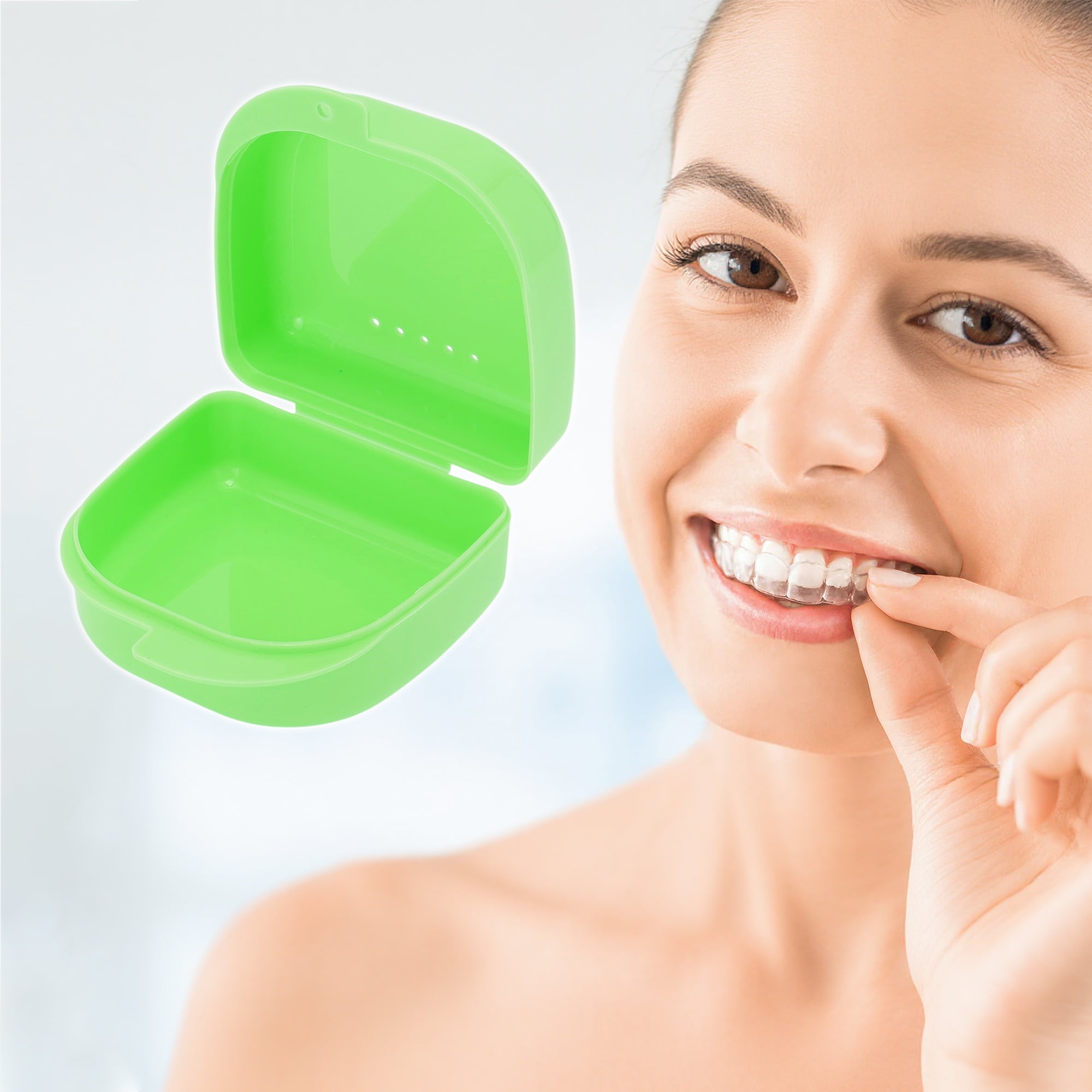 Unique Bargains Strapless Hole Portable Retainer Case Braces Box 1 Pc Cyan