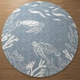 thumbnail image 2 of Ox Bay Sophie 5'3" Round Aqua Sea Turtle Coral Reef Indoor/Outdoor Area Rug, 2 of 7