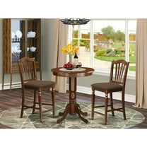 Kitchen Counter Height Dining Set - 3 Piece Pub Table & Chairs - Mahogany Finish