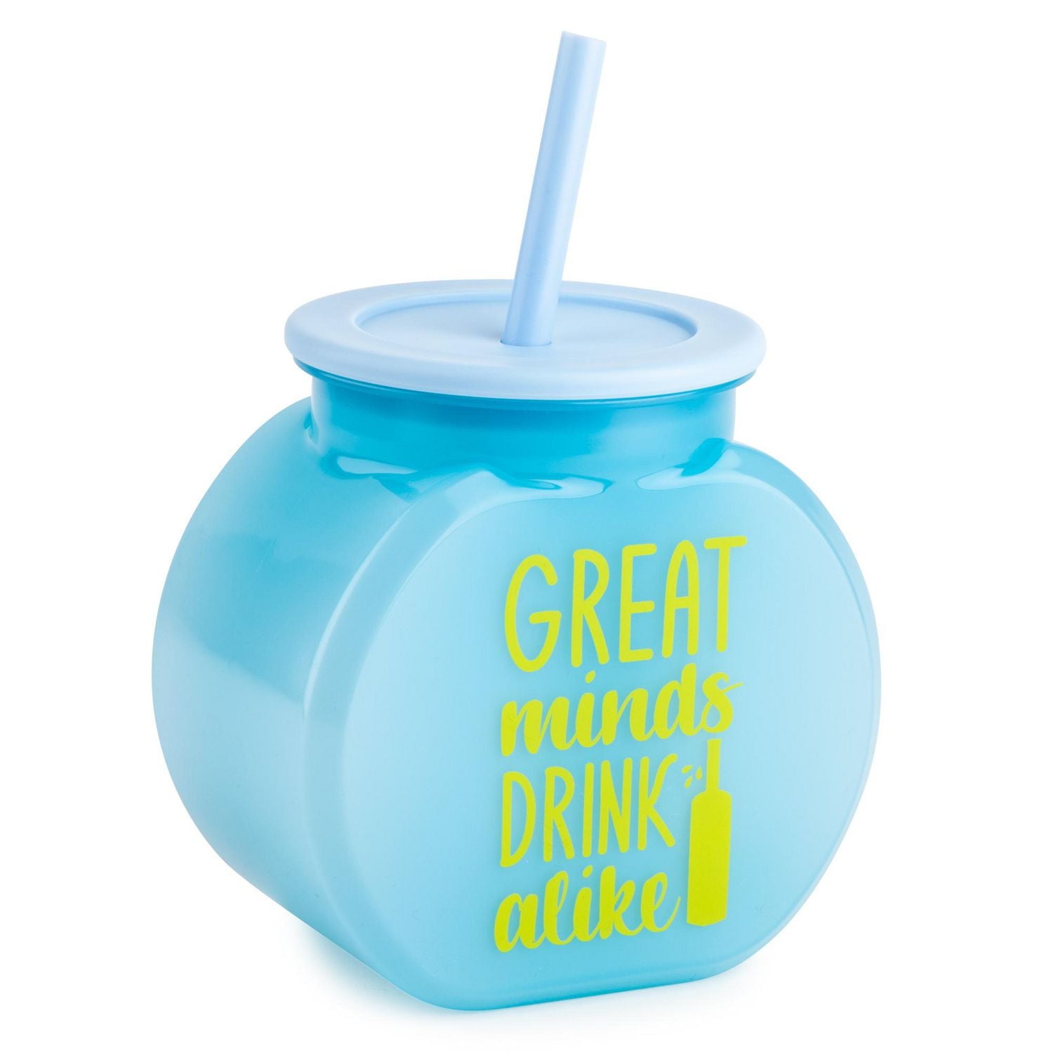 Mainstays Sip 40 OZ Fishbowl Tumbler with Lid and Straw, Blue