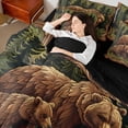 thumbnail image 4 of Manfei Brown Bear 7-Piece Twin Bedding Sets,Woodland Animal Bedding Comforter Set,Green Rustic Leaves Sheet Sets For Boys Kids,Microfiber Bedroom Decor Reversible, 4 of 8