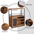 thumbnail image 5 of 27"W Wine Bar Cabinet with LED Light, Freestanding Liquor Cabinet with Wine Rack&Storage Shelf, Kitchen Sideboard Buffet Sideboard with Buffet Mesh Door for Living Room,Dining Room, 5 of 9