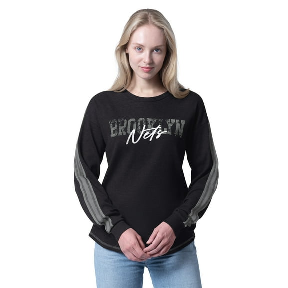 Women's G-III 4Her by Carl Banks Black Brooklyn Nets Advantage Tri-Blend Long Sleeve T-Shirt