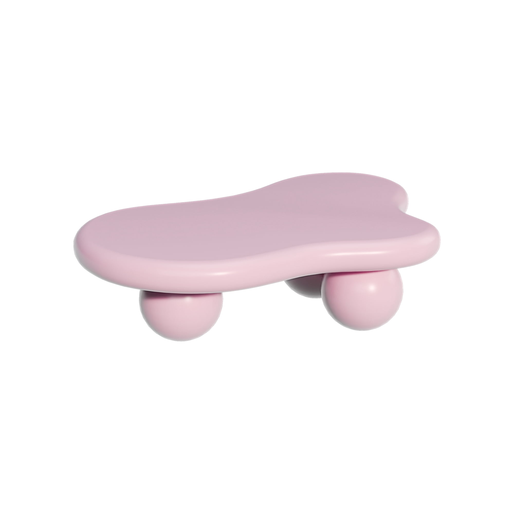 47.2" Cloud Coffee Table for Living Room, Irregular Coffee Table Modern Low Coffee Tables Abstract Faux Stone Cute Center Table with 3 Ball Legs for Small Space Apartment