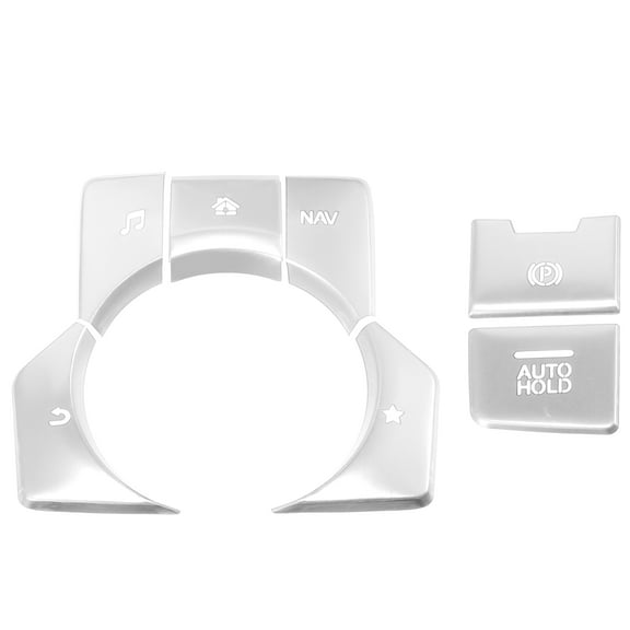 Car Center Console Gear Panel Multi-Media Handbrake Switch Cover for Mazda CX-5 Silver Tone (Set of 7)