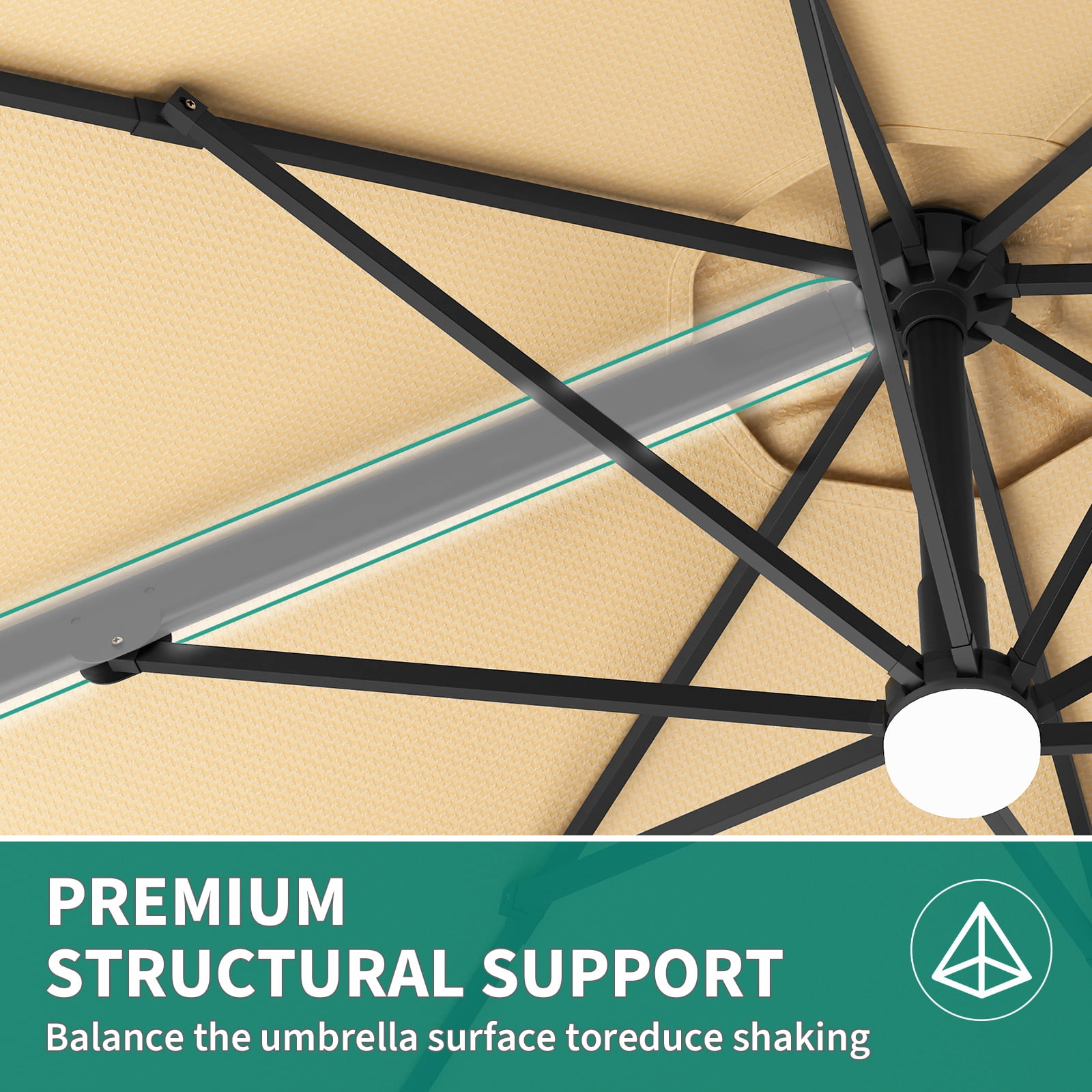 10x10 FT Cantilever Patio Umbrella with Base Included Double Top Outdoor Square Large Heavy Duty Aluminum Offset Umbrellas with 7 Level Tilt 360-degree Rotation for Pool Garden Deck
