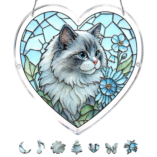 Rompecabezas de acrílico en forma de corazón con 94 piezas, decoración colgante para jardín y porche exterior, adorno transparente resistente a la intemperie, 19 cm.