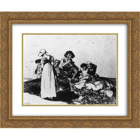 206 Matt - Francisco Goya 2x Matted 24x20 Gold Ornate Framed Art Print 'The worst is to beg'