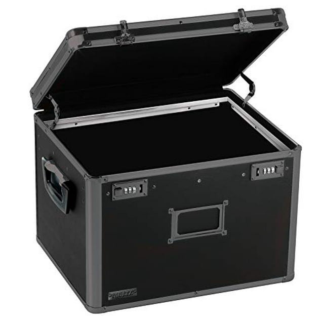 Vaultz Locking File Storage Chest Two-Handled Letter/Legal File Storage 17 1/2 W x 14 D x 12 1/2 H Inches Tactical Black (VZ00306)