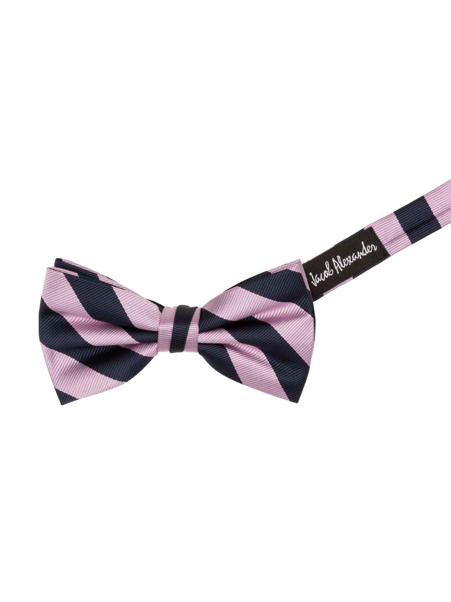Jacob Alexander Stripe Woven Mens College Striped Pretied Bowtie Gold Black