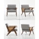 thumbnail image 3 of Yeshouse Sillón tapizado de estilo moderno de mediados de siglo con patas de madera firme y tela de lino para sala de estar, dormitorio y oficina, 3 of 7