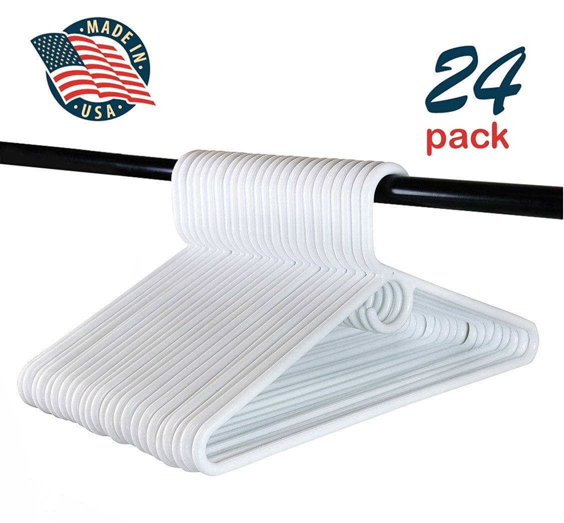 Hangorize Heavy Duty White Plastic Tubular Hangers 17" x 9" Set of 24