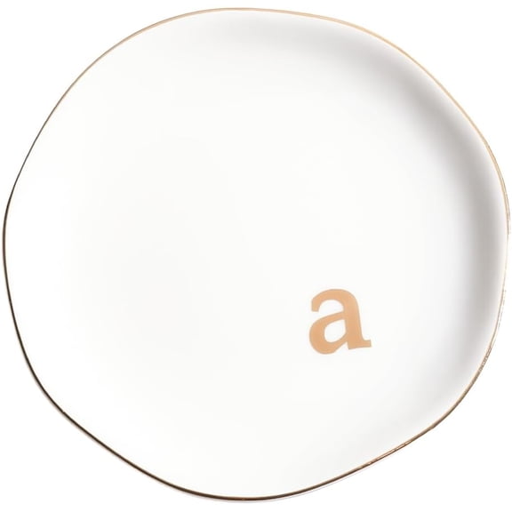 Ceramic Jewelry Dish 4.7 Inch Round Decorative Ceramic Trinket Dish Jewelry Plate for Rings Earrings Necklaces Bracelet Watch Keys Birthday Mother's Day Christmas for Women Gift White (A) for DIY