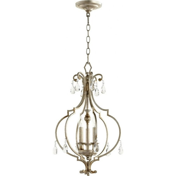 Quorum Lighting Ansley 3-Light Entry Pendant, Aged Silver Leaf, 14W x 24.25H, Dry Rated, Transitional Style