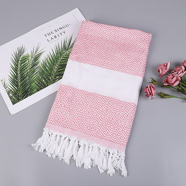 Limited Time Violete Cotton Absorbent Large Size Bath Towel European And Knitted Striped Fringed Turkish Sand