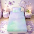 thumbnail image 3 of meiyoeat Purple Green Watercolor Cloud Twin Sheets,Soft Ombre Print Bedding For Girls,3-Piece1 Flat Sheet, 1 Fitted Sheet and 1 Pillowcase, 3 of 6
