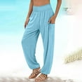 thumbnail image 2 of Lenpel Women's Yoga Pants Plus Size High Waisted Wide Leg Loose Casual Sweatpants Comfy Lounge Pants with Pockets, 2 of 6
