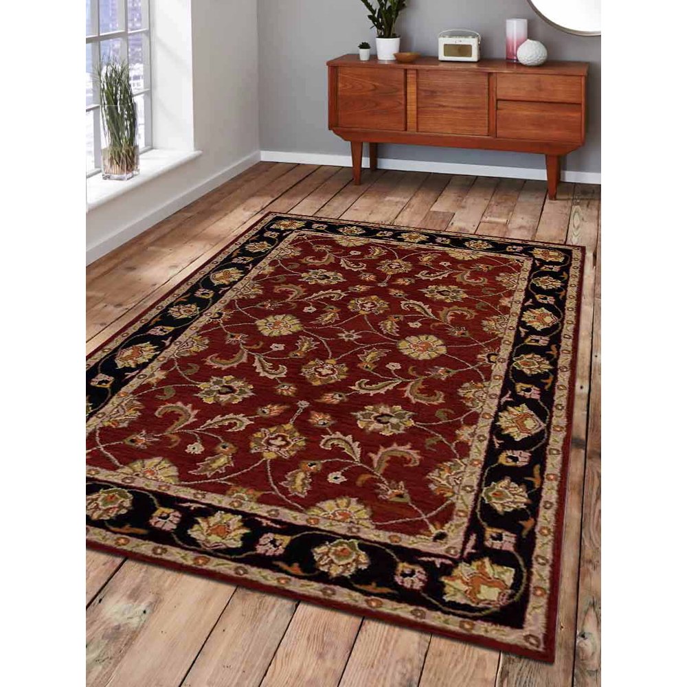 Rugsotic Carpets Hand Tufted Wool 9'x12' Area Rug Oriental Red Black