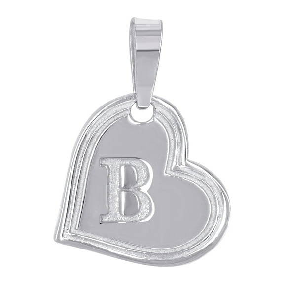 925 Sterling Silver Womens Love Heart Letter Name Personalized Monogram Initial Alphabet B Charm Pendant Necklace 22.8x1
